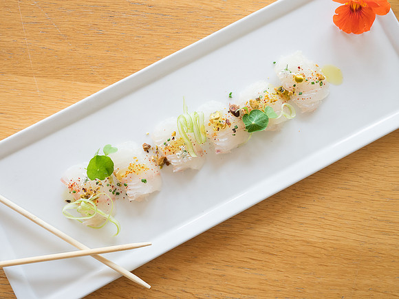 Fluke Crudo on plate