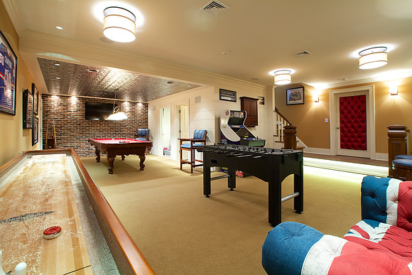 Princeton home's basement game room 2